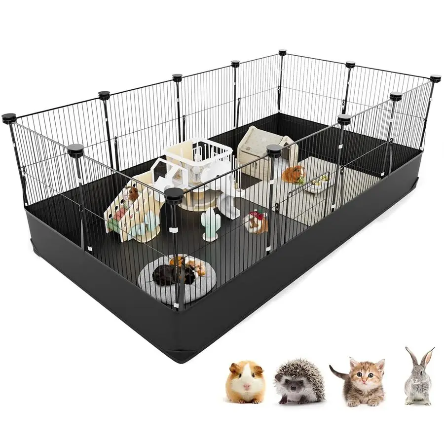 

Guinea Pig Cage with Waterproof PVC Bottom Liner amp OneHand Release Hook, Triple Fixing CampC Cage for Guinea Pigs, Bunny, Rabb