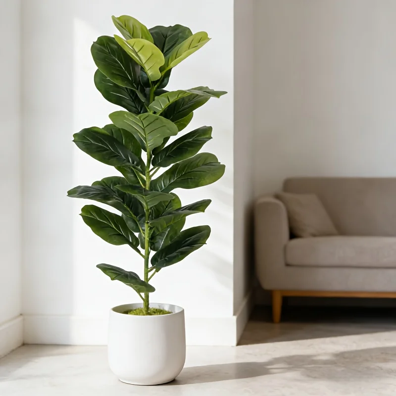 100CM 23 Blätter Großer Künstlicher Ficus-Baum Tropische Kunstpflanzen Grüne Plastik-Palmblätter Zweig für Haus- und Gartendekoration 2026 NEU – Detail 5
