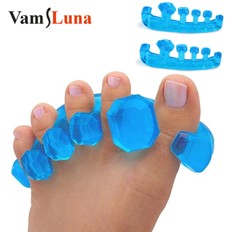 Séparateur de cinq orteils en Silicone, dispositif de Correction externe pour le pouce superposé, Nail Art, Clip en diamant, Anti-cyclite, soins des pieds, 2 pièces