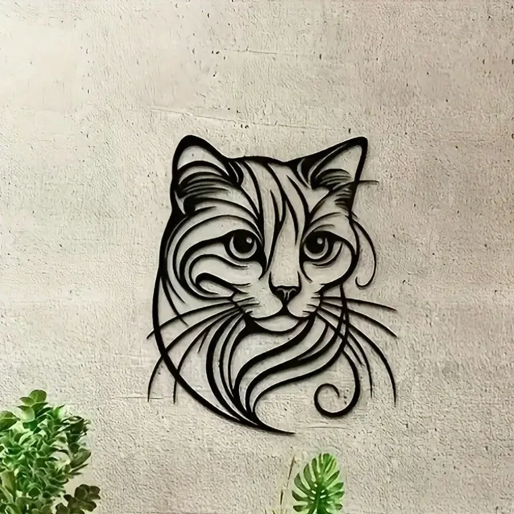 Universal Wall Decor Art，Cat Head Wall Art with Mane | Waterproof & Rustproof Decor for Bedroom | Durable, Stylish Home Accent
