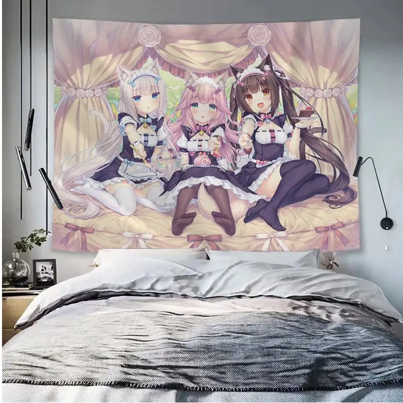 Cute Anime Girls Tapestry Japanese Style Art Sci Fi Room Home Decor Dekoracyjny koc wiszący Sypialnia Pokój dzienny Akademik