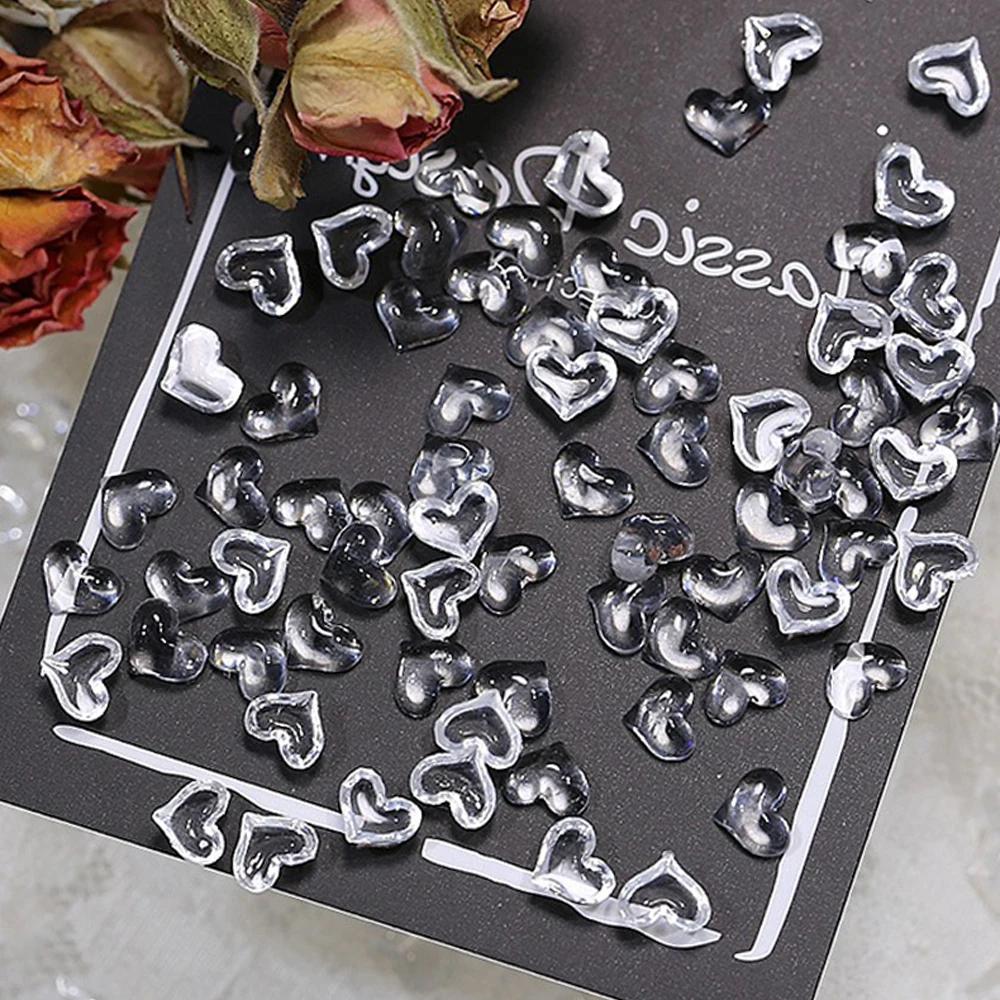 Wholesale/Branded Custom Nail Decorations Transparent Heart Nail Accessories Small Heart Nail Decorations New Popular Accessorie