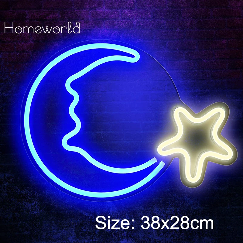 Moon Star Neon Sign Custom Sky Cloud LED Neon Light Dimmable Decor Wall Home Kids Room Party Bar Club Quiet Place Gift