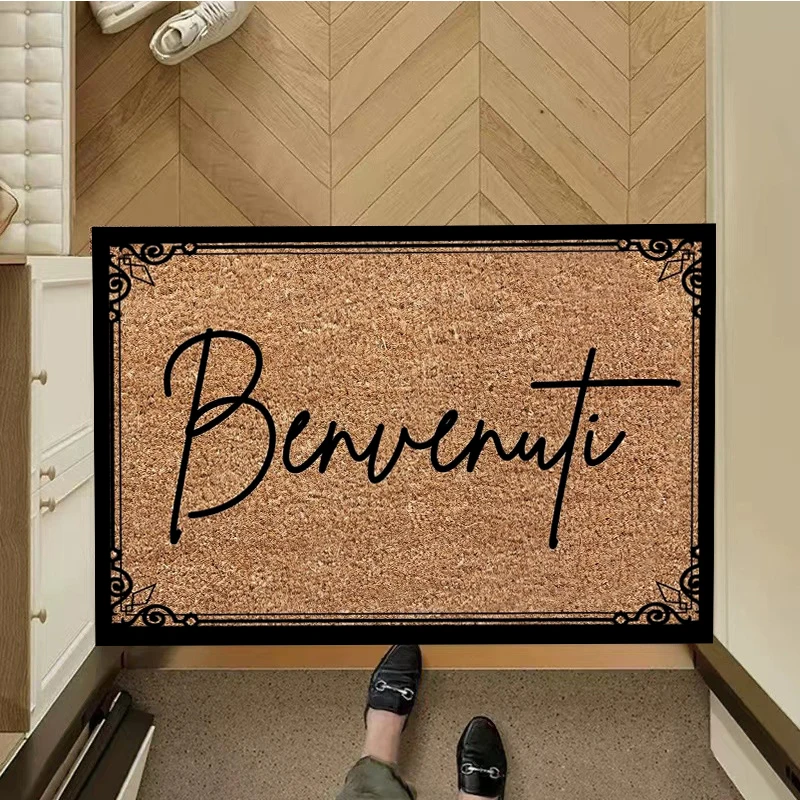 

Benvenuti-Italian Entrance Doormat, Anti-slip Rubber Floor Mats, Ins Style Porch Rug,Entryway Door Mat, Home Decor Carpet