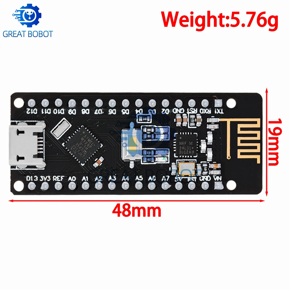 EGBO RF-Nano for Arduino Nano V3.0, Micro USB Nano Board ATmega328P QFN32 5V 16M CH340, Integrate NRF24l01+2.4G wireless