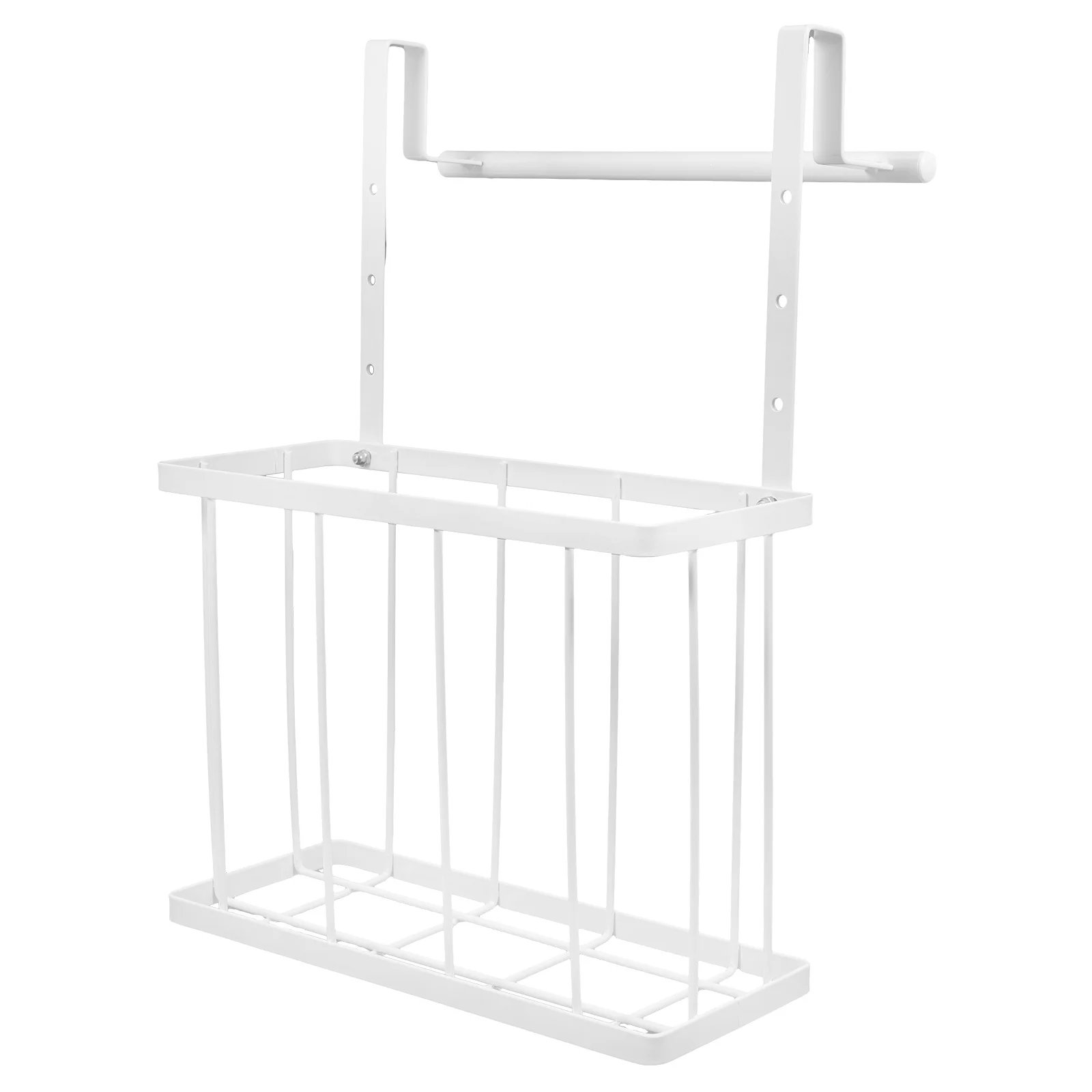 

Cabinet Door Storage Basket Organizer with Towel Rack for Kitchen Bathroom Wall Hanging Grid Shelf Design
