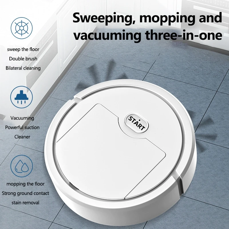 3 in 1 Household Automatic Sweeper Dry Wet Use Mini Sweeping Robot USB Rechargeable Vacuum Cleaner Silent Floor Cleaning Machine