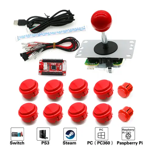 Pi Pico 스타터 키트 Raspberry Pi pico 개발 보드 키트 Raspberry pi RP2040 프로그래밍 + LCD1602 LCD 화면 1 세트 9 Sanwa 조이스틱 네오 지오 아케이드 게임 DIY 키트 복사, 라즈베리 파이 XBOX360 안드로이드 PS3 in 1 USB 컨트롤러, 제로 딜레이 보드 커맨드
