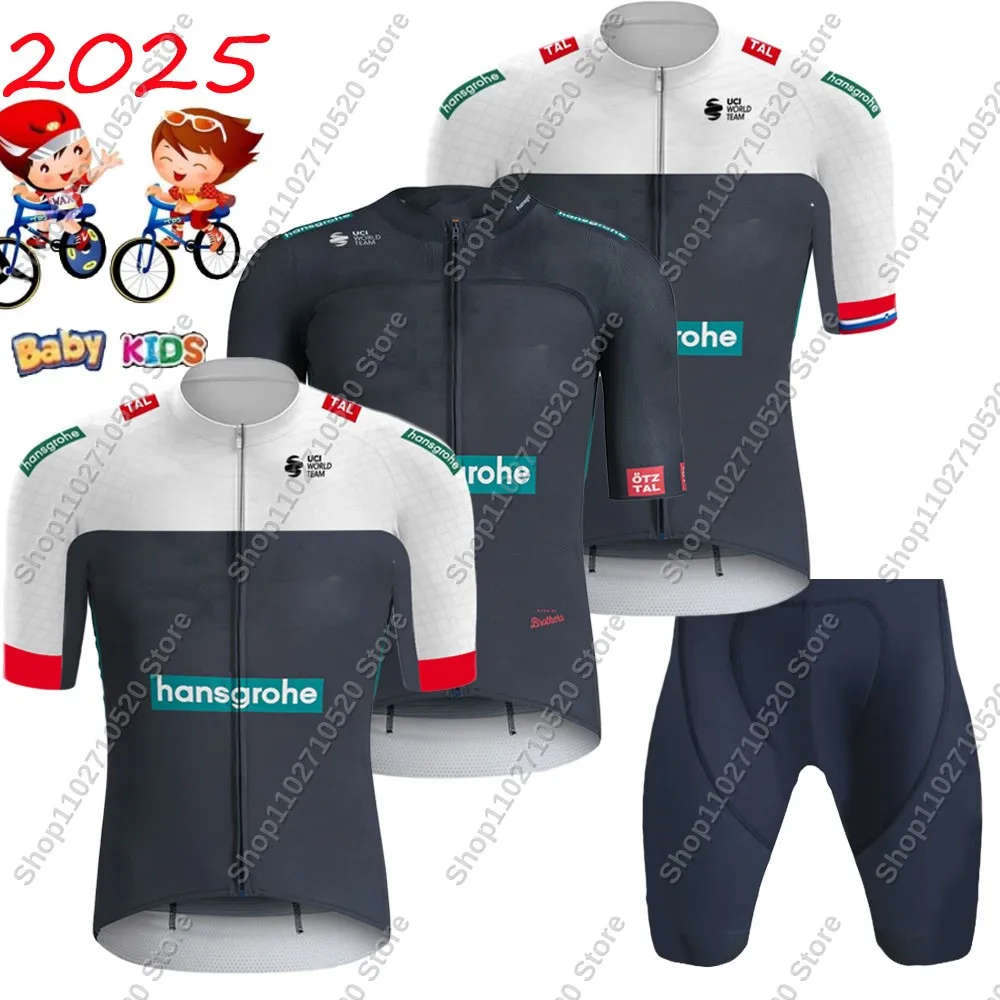 Kids Boraful Hansgrohe 2025 Slovenia Cycling Jersey Set Boys Girls Cycling Clothing Road Bike Shirts Suit Bicycle MTB Maillot