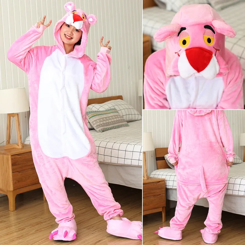 Onesies Adult Panda Unicorn Cartoon Onesie Women Flannel Pajamas Animal Cosplay One Piece Sleepwear Children Jumpsuits