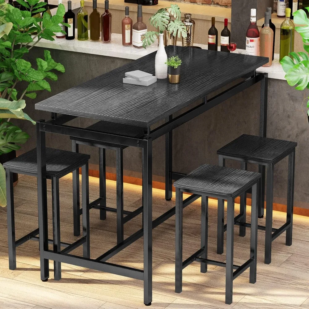 Bar Table Set, 5-Piece Dining Table Set for 4, Modern Kitchen Table and Chairs Set Dinette Dinner Tables Set for Home, Kitchen