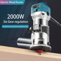 Aparador de madeira elétrico, Woodworking Milling Machine, Aparadores de mão, Wood Edge Router, Home DIY Tools, 2000W, 220V, 40000RPM