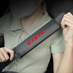 2Pcs Carbon Fiber Car Seatbelt Shoulder Protector Cover Safety Belt Ornament For Honda CIVIC 10Th Gen 8Th Auto Interior