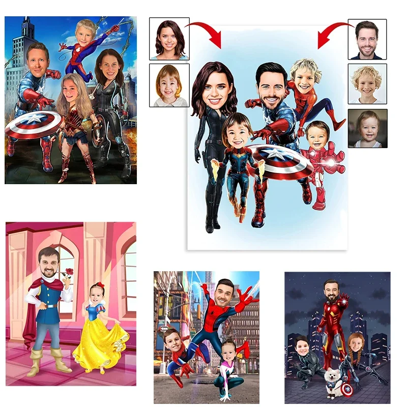 Imagen Facial personalizada de Marvel, pintura de diamantes, mosaico personalizado familiar, bordado de diamantes, decoración del hogar para sala de estar