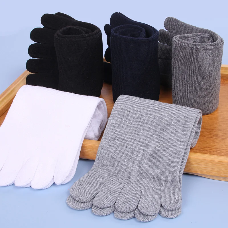 5pairs Unisex Toe Socks Men and Women Five Fingers Socks Breathable Cotton Socks Sports Running Solid Color With Separate Toes