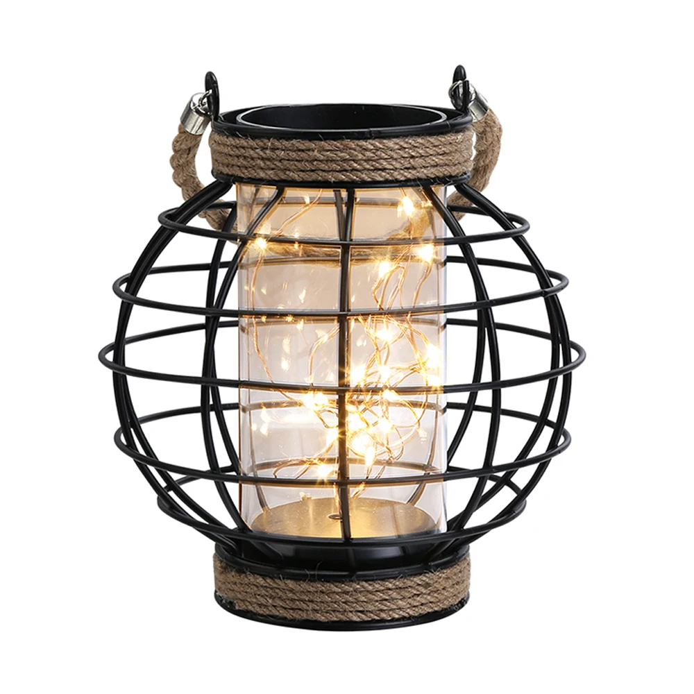 

Metal Cage Table Lamp LED Lantern Battery Powered Cordless Accent Light with 20pcs Fairy Lights for Weddings Events Home Decor