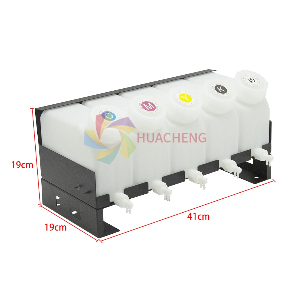 

1,5 л, 1 комплект, система чернил с чернильным резервуаром, 5 цветов, сигнализация CMYKW, система заправки чернильного резервуара с двигателем для перемешивания для УФ-фланшетного принтера