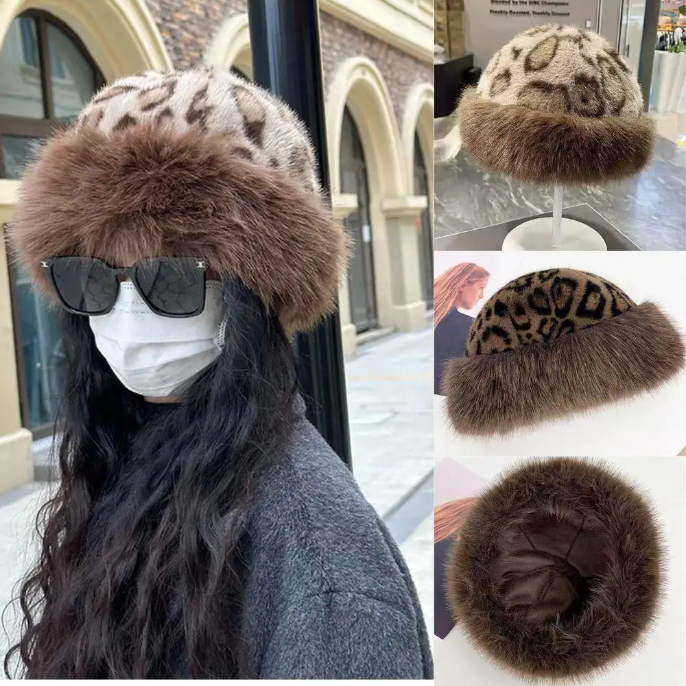 

Women's Fashion Fur Hat Autumn And Winter Bucket Cap Mongolian Hat Brimless Plush Fluffy Skiing Riding Warm Caps Thermal Beanies