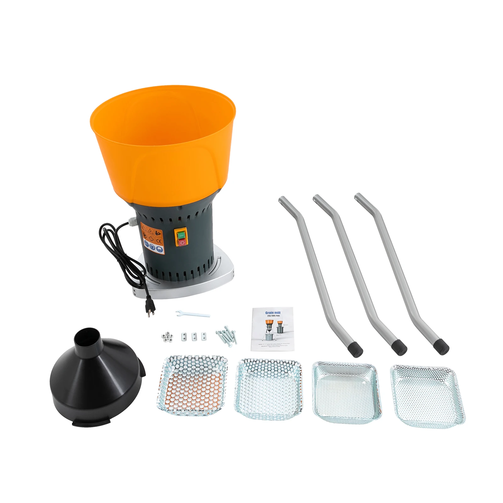 1300W 50L 전기 곡물 밀 그라인더, 5개의 체, 밀/옥수수용 고속 건식 곡물 그라인더, 삼각대 디자인, 미국 플러그