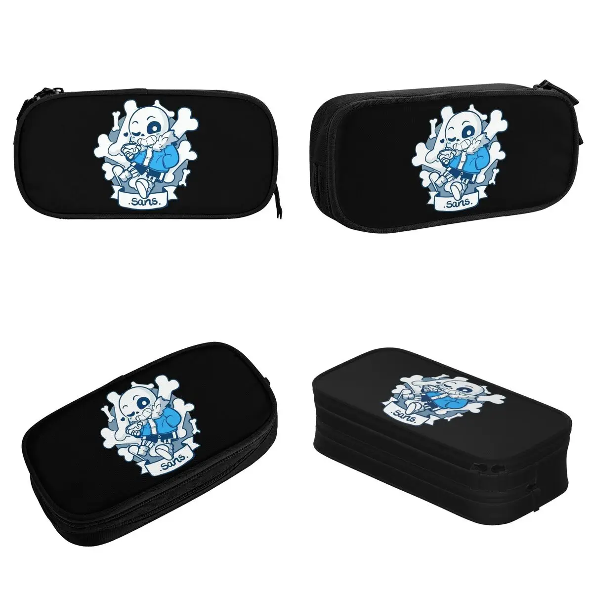 Undertales Megalovania Sans Chibi Pencil Case Classic Pen Bag Game Student Large Storage School Supplies Zipper Pencil Box