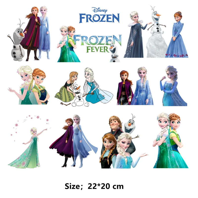 Disney-parches térmicos de Frozen para planchar, pegatinas de princesa Anna y Elsa para ropa, estampado de camiseta para niños, DIY