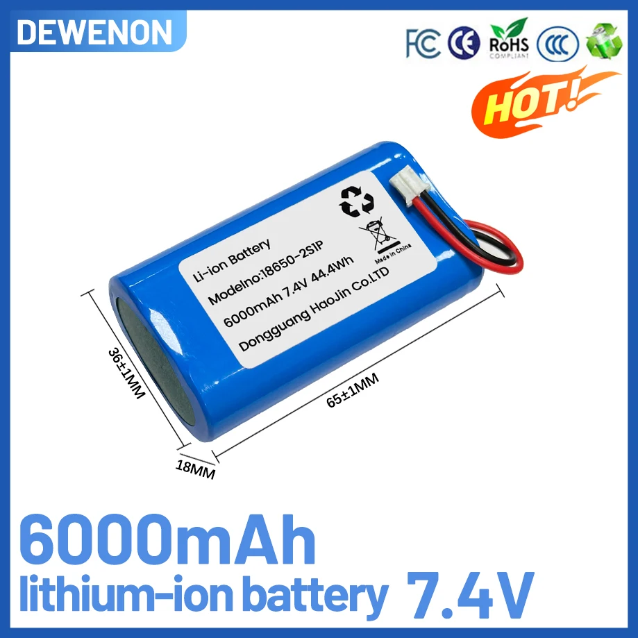 7.4V 4000mah-8000mah 18650 Li-ion Rechargeable Battery Pack with PH2.0 Plug 18650-2S Lithium Battery for Megaphone Speaker Parts