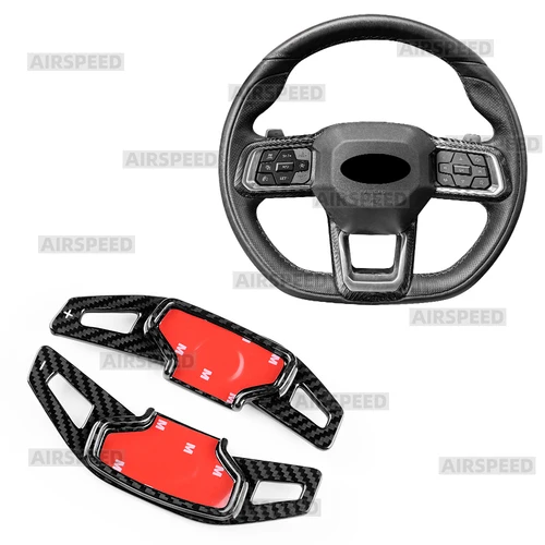 Imagen 2 del producto Fibra de carbono dura Real para Ford Mustang GT Dark Horse EcoBoost 2024 2025 2026 paleta de cambio de volante de coche embellecedor de extensión DSG