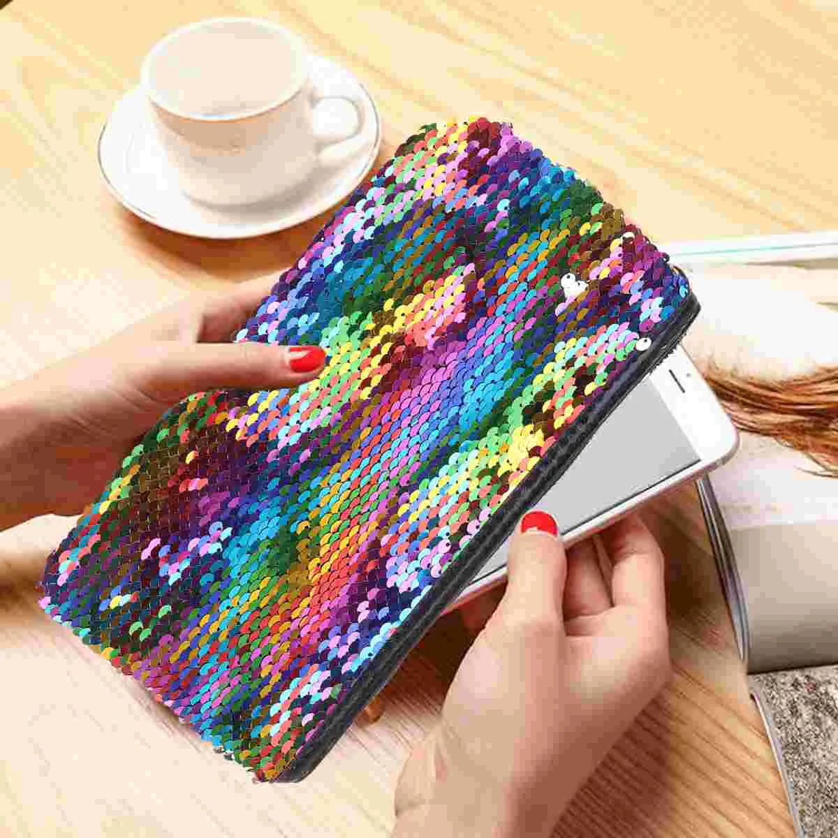 Color Changing Paillette Bag Change Clutch Handbag Fashion Storage Bag (Blue and Silver Bag)