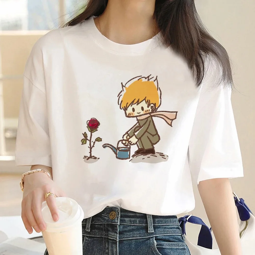 2024 New Popular T-shirt Little Prince Top Women\'s Street Animation T-shirt Fashionable Simple Cute Style Women\'s T-shirt