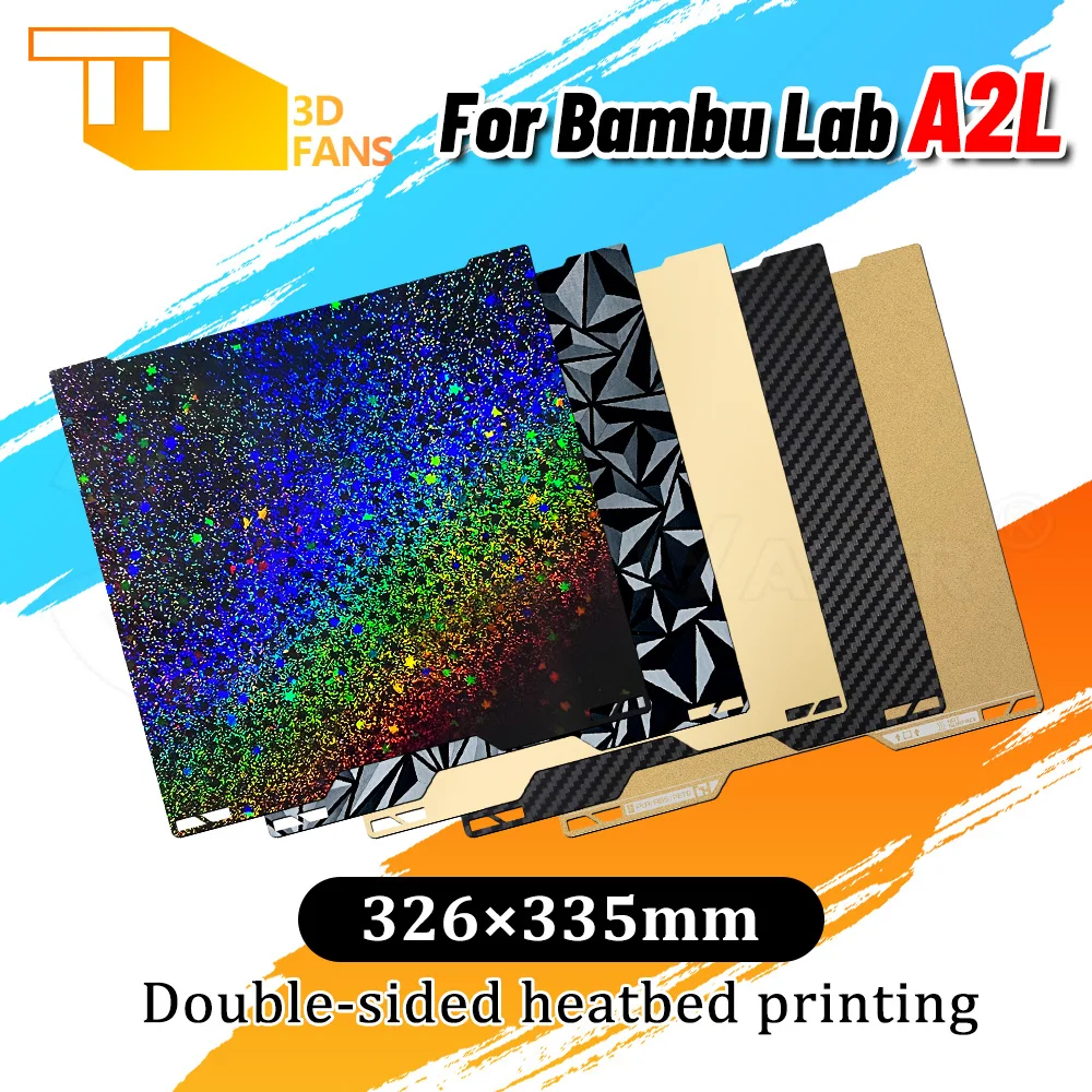 Textured PEI Spring Steel Build Plate 330*320mm Flexible Magnetic Printing Bed Plate Fit Bambu Lab A2L Large Format 3D Printer