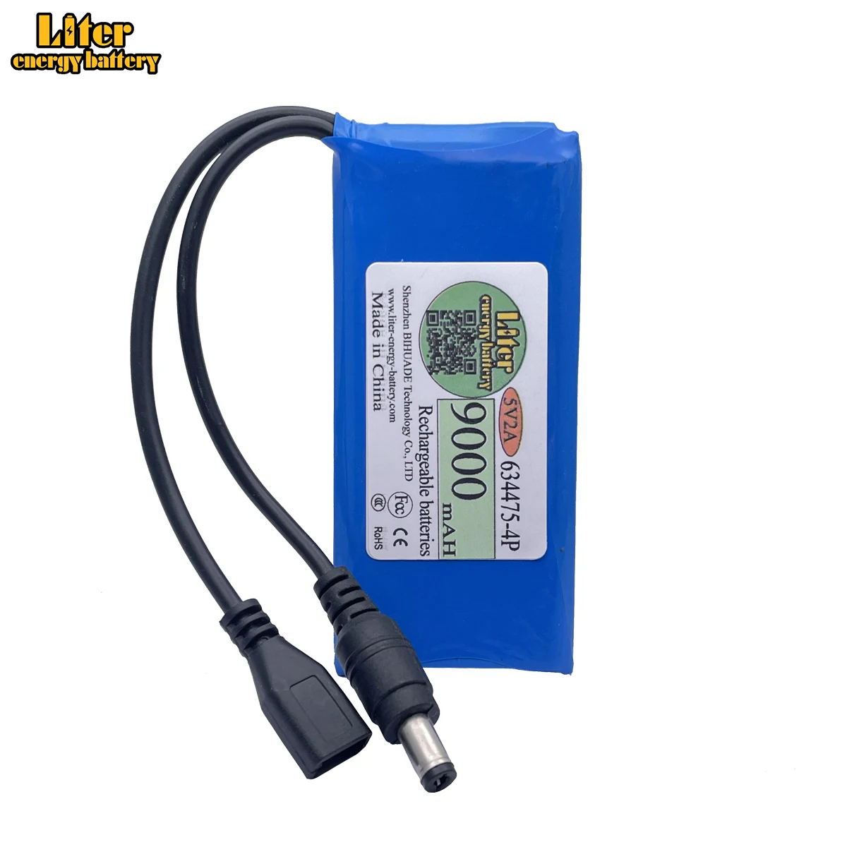 Bateria Lipo 4.8V 5V 2A 634475-4P 9000MAH para Microcontroladores