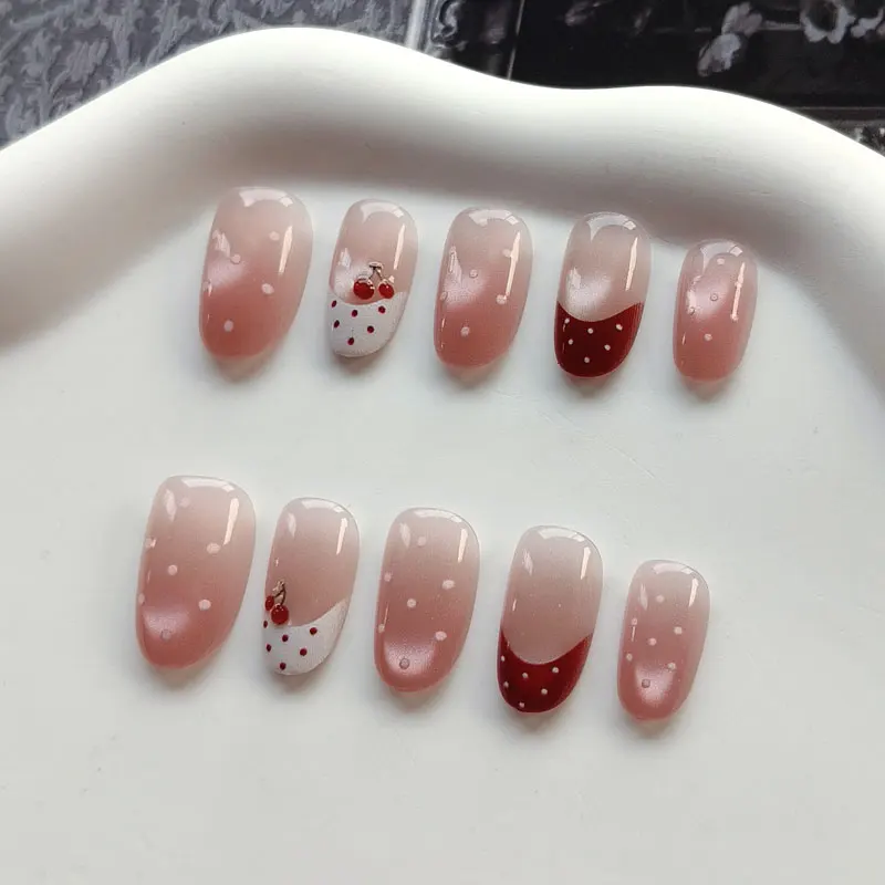 10 Stück Süße Niedliche Vergoldete Polka Dot Sterne Kurze Mandel Wiederverwendbare Nagelkunst Französischer Stil Katzenaugen-Nagelaufkleber Aufklebnägel – Detail 22