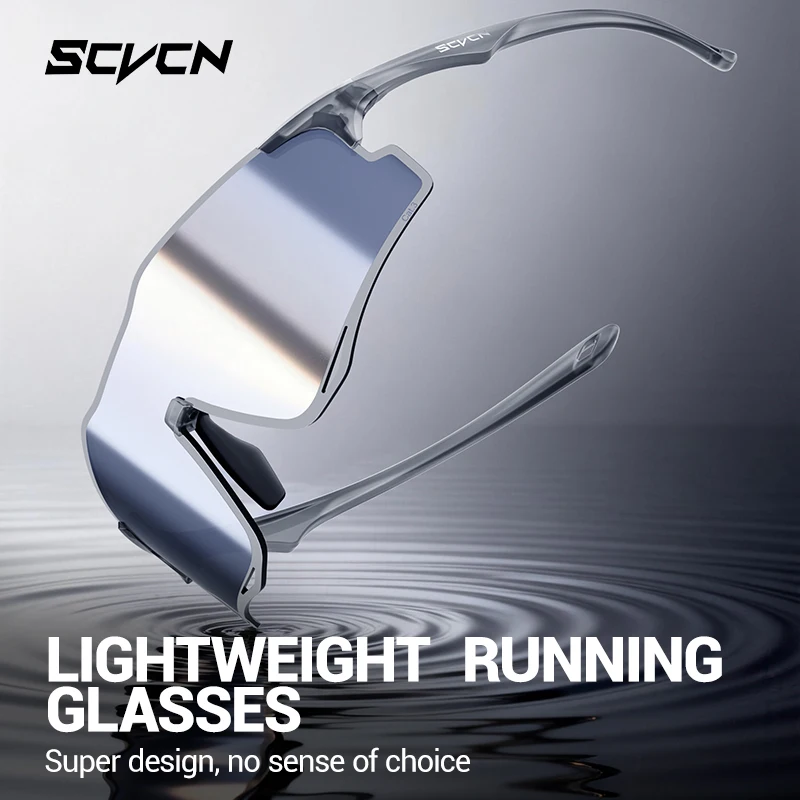 SCVCN Photochrome Laufsonnenbrille für Outdoor-Sportarten, Radfahren, UV400, Wanderbrille, für Herren und Damen, Marathon, ultraleichte Brille