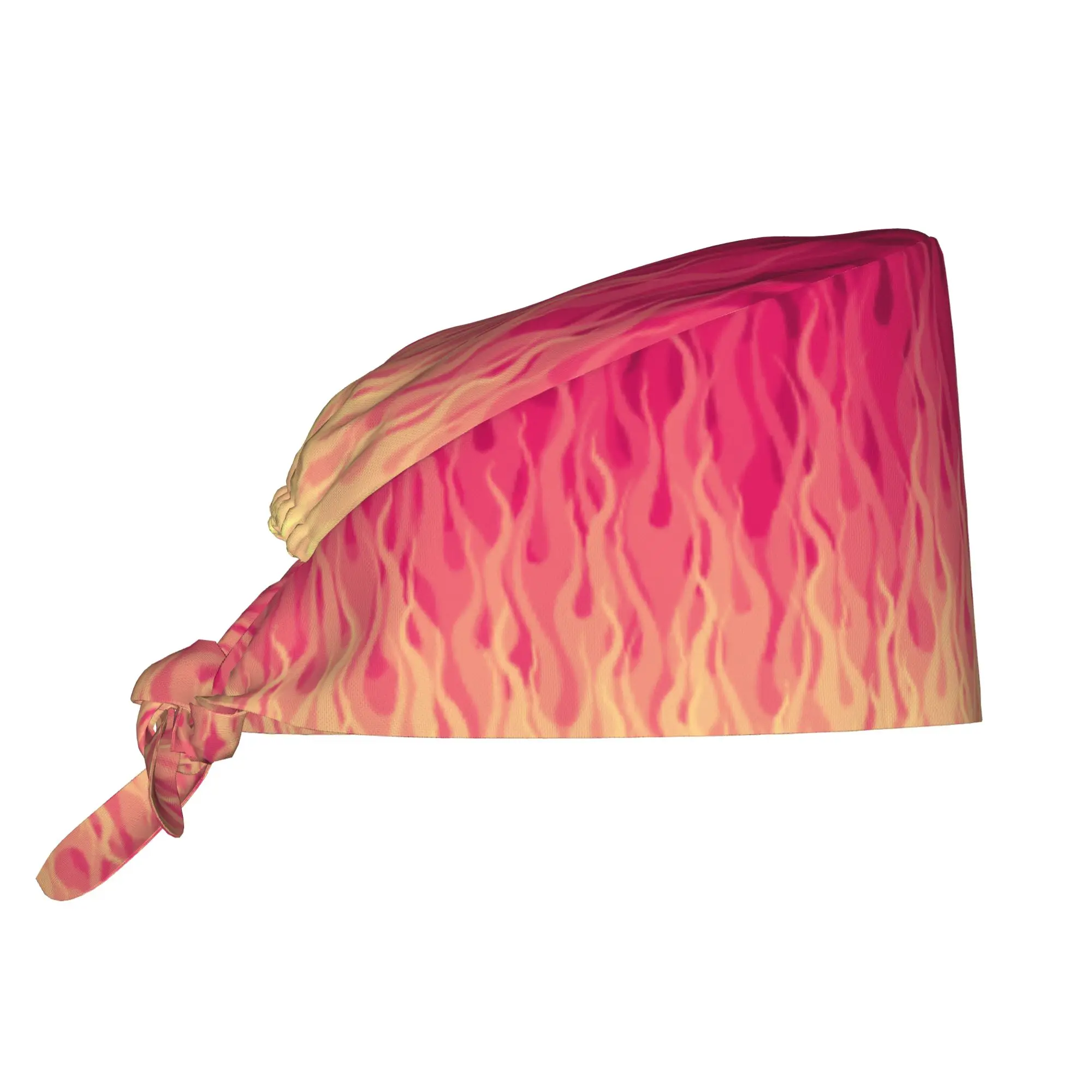 Custom Adjustable Pink Fire Burning Flames Working Hat Women Men  Scrub Caps Scrub Nursing Doctor Surgeon Cap for Dentist