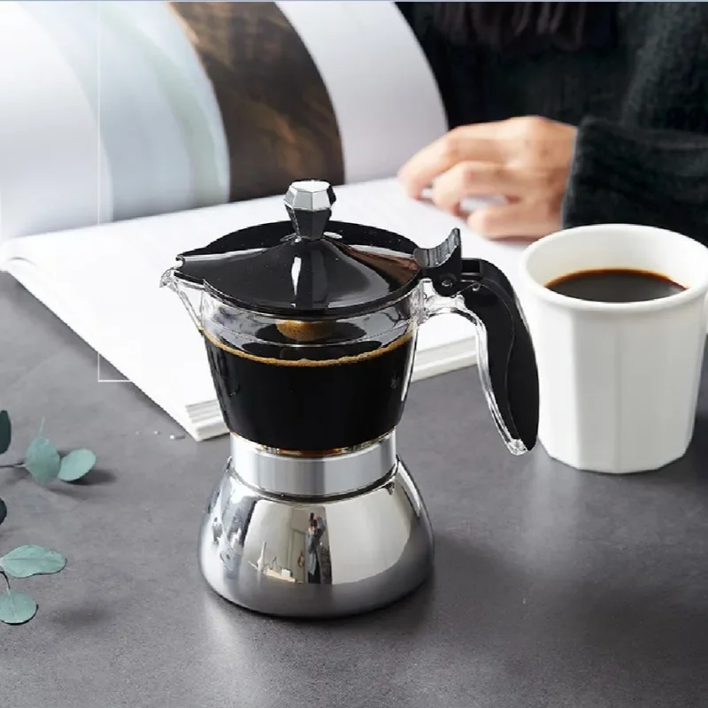 Classic Stainless Steel Moka Pot, 4/6 Cup Espresso Maker for Stovetop & Induction, Fast Brewing Italian Coffee Pot for Home Use