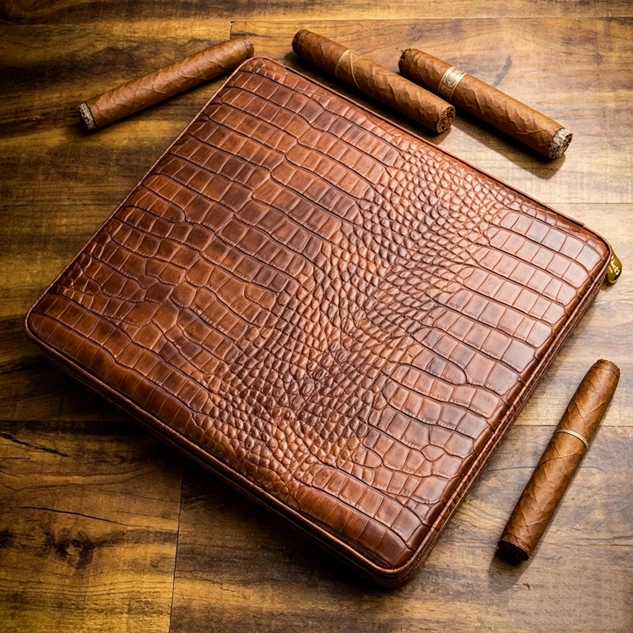 Leather Portable 10 Pack Cigar Box, Zipper Style Cedar Wood Moisturizing Cigar Box, Gift Box Packaging.