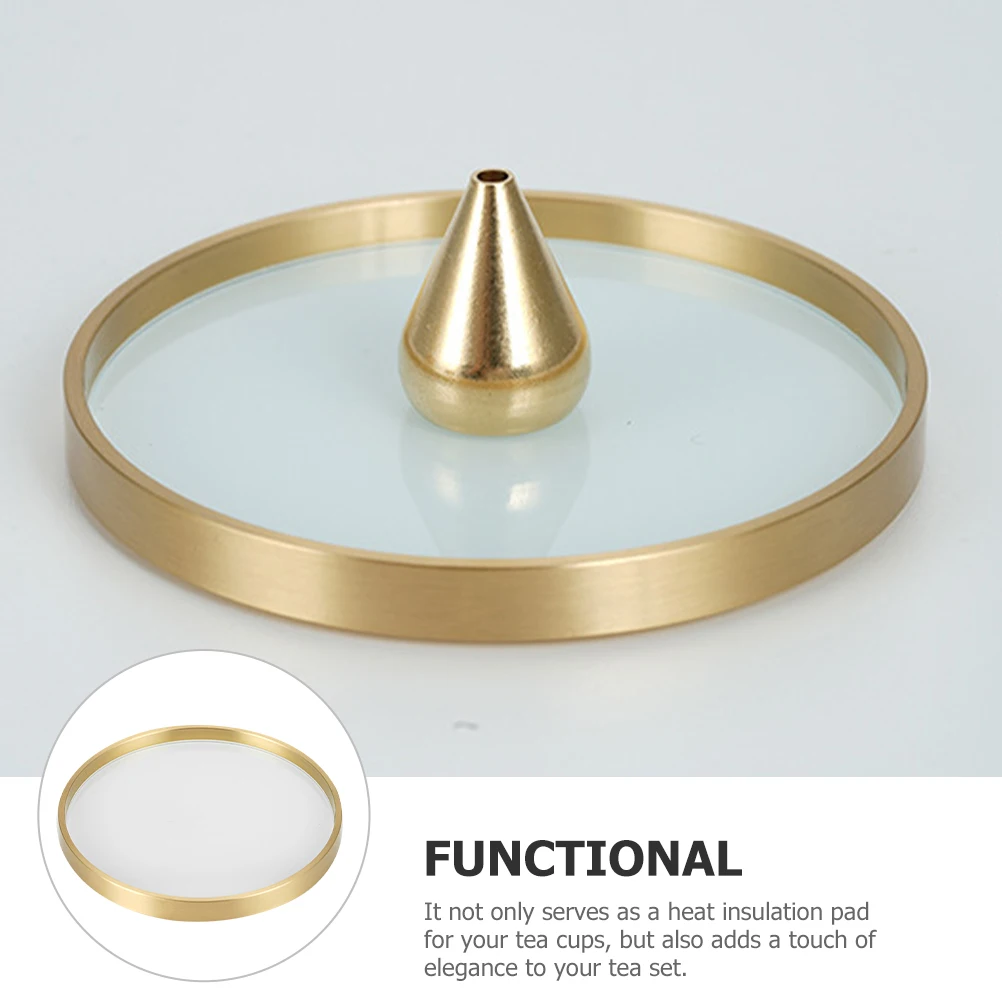 

Retro Brass Coaster Tea Cup Tray Insulation Pad Coffee Saucers Elegant Quality Incense Tray Practical Tea Room Accessory
