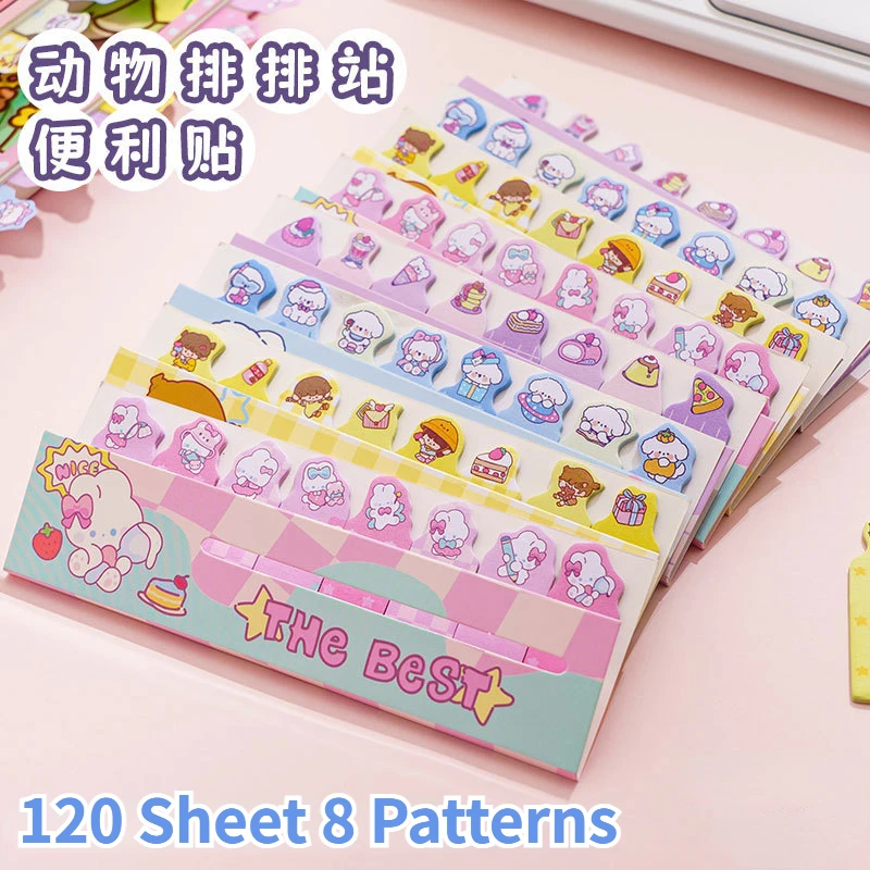 

120sheet Kawaii Cartoon Animals Marker Memo Pad Bookmark Flags Index Tab Sticky Notes Label Paper Stickers Stationary Supplies