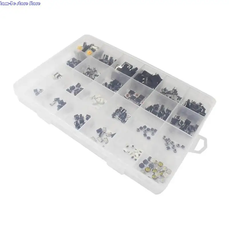 D0UA 250pcs Micros Sakelar Sakelar sesaat 25 Varietas beragam ukuran untuk proyek DIY