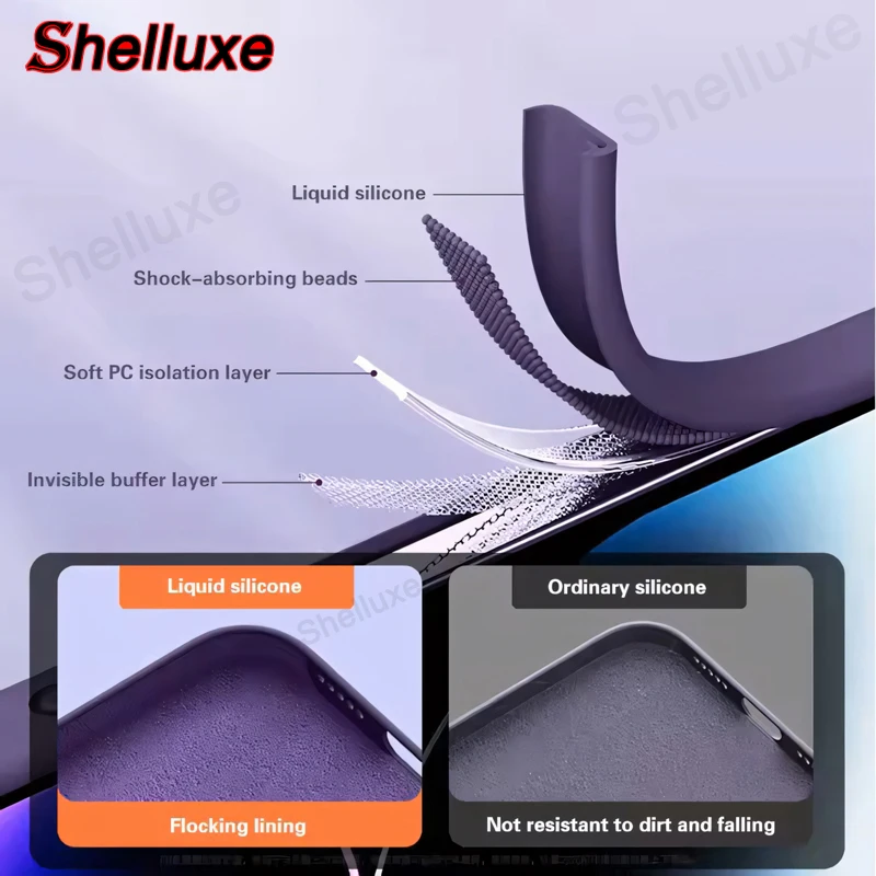 Funda original de silicona líquida Shelluxe Square para VIVO iQOO Z11 Z10 Z9 Turbo Pro Z11x Z10x, tacto sedoso global 2
