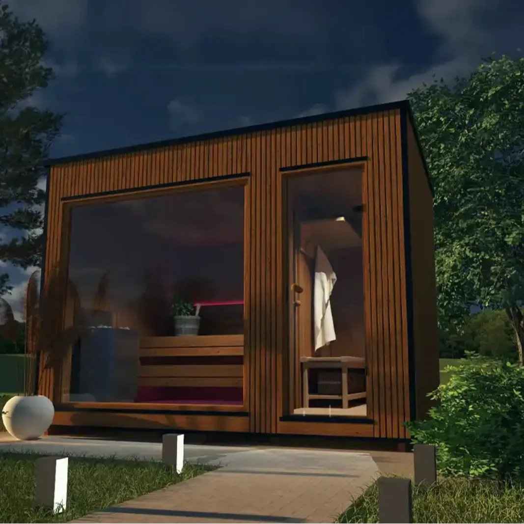 Custom Red Cedar Cube Sauna Wooden Outdoor Steam Smart Sauna