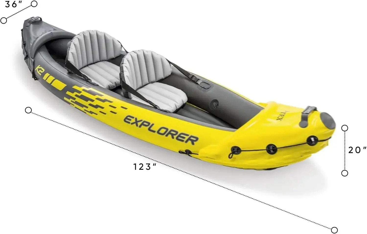 SAT لـ Intex-Ensemble de Kayak Gonflable Explorer K2، كومبرد des Rames de Luxe en Aluminium de 86 Pouces et une Pompe à