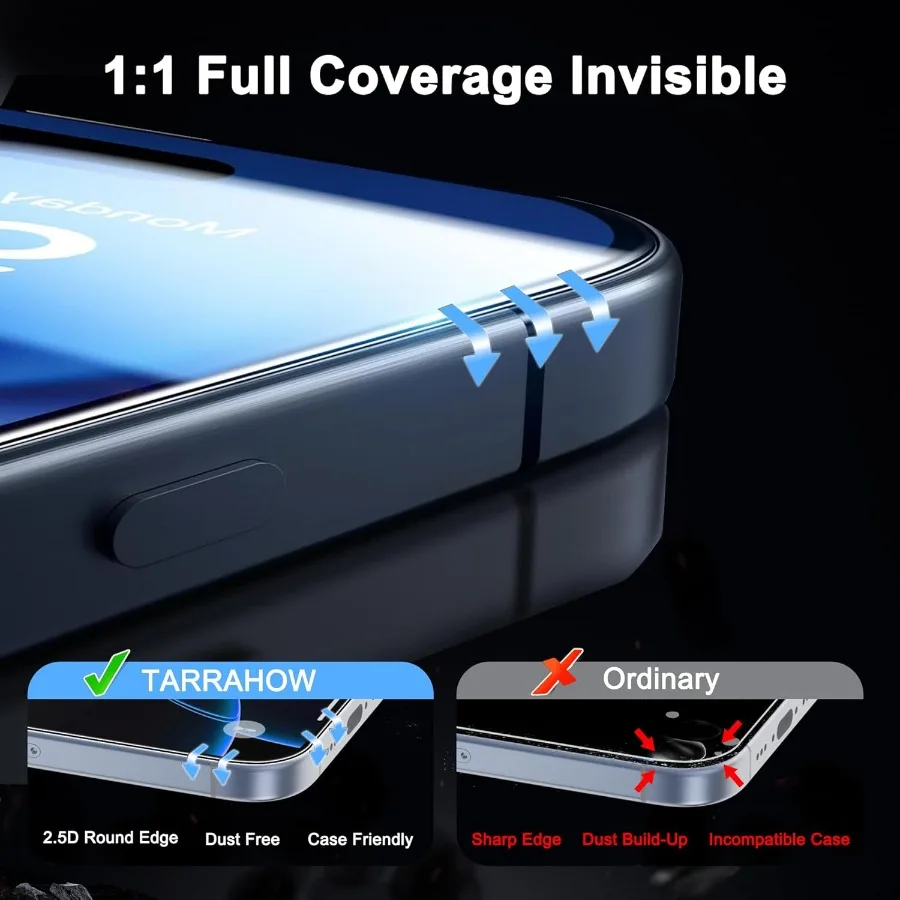 Paquete de 2 protectores de pantalla antirreflectantes para iPhone 17 Pro Max [6,9 pulgadas] grado militar 9H cobertura de borde completo vidrio templado AR