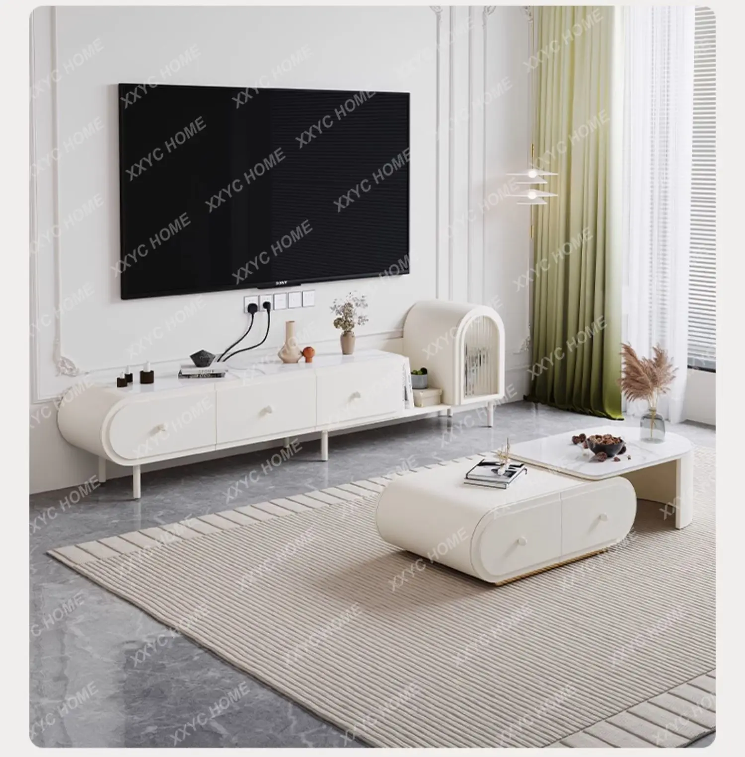 BJ R White Modern Tv Stands Wood Nordic Aesthetic Minimalist Living Room Tv Table Storage Organizer Muebles Para Tv Home Furnitu