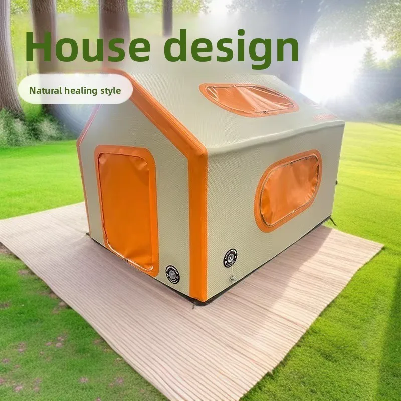 

Brushed inflatable tent outdoor camping new choice house shape design beige orange, natural healing wind