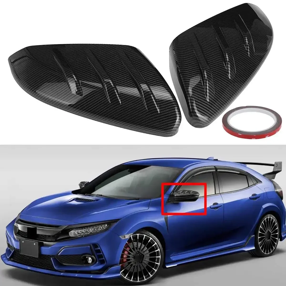 A Pair ABS Car Rearview Rear View Mirror Cap Add-on For Honda For Civic 4 DOOR SEDAN 2016-2020 Side Door Mirror Cover Body Kit