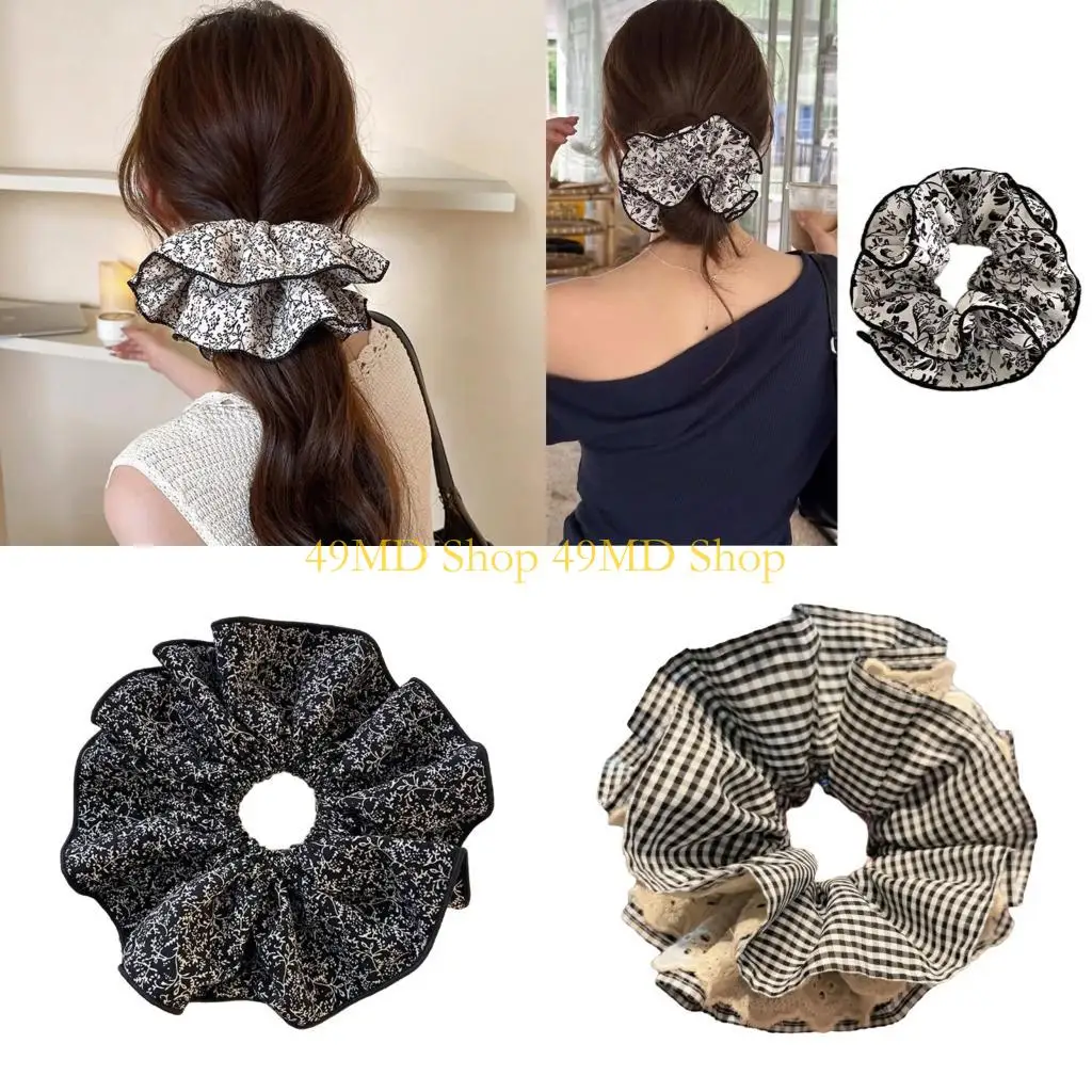 

49MD 2025 French Lace Floral Hair Scrunchies Hair Tie Fabric New