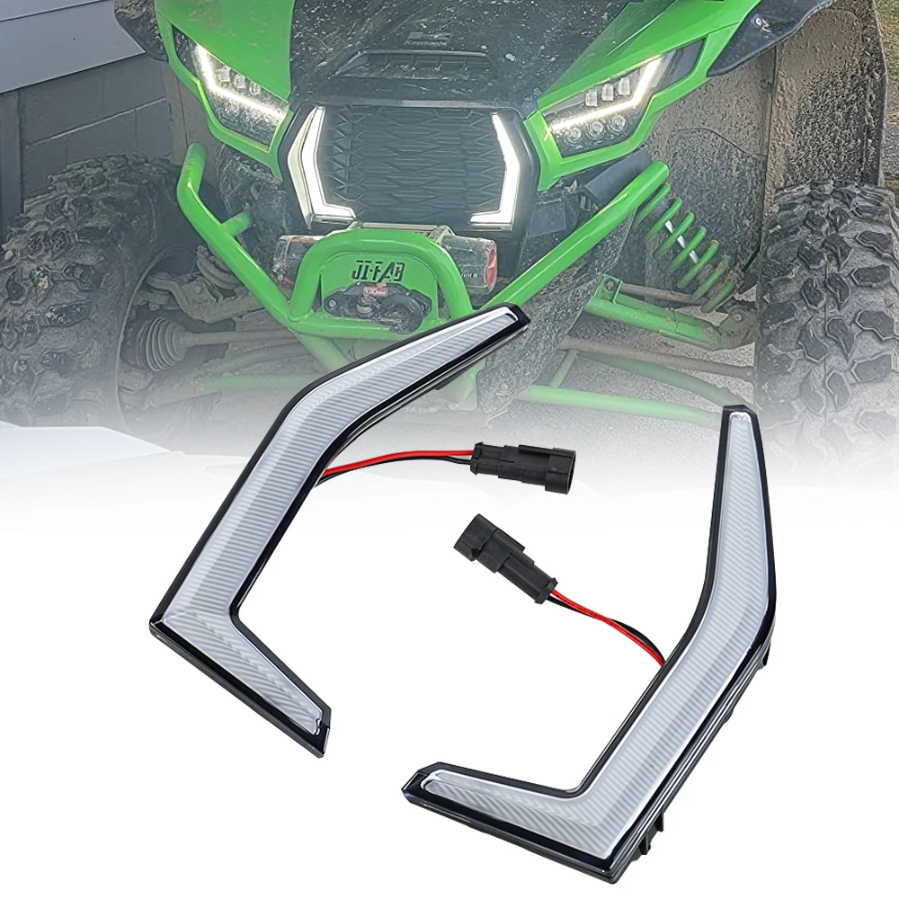 

LED Accent Fang Lights Assembly Grille Lamps DRL for Kawasaki Teryx KRX 1000 2020 2021 2022 2023