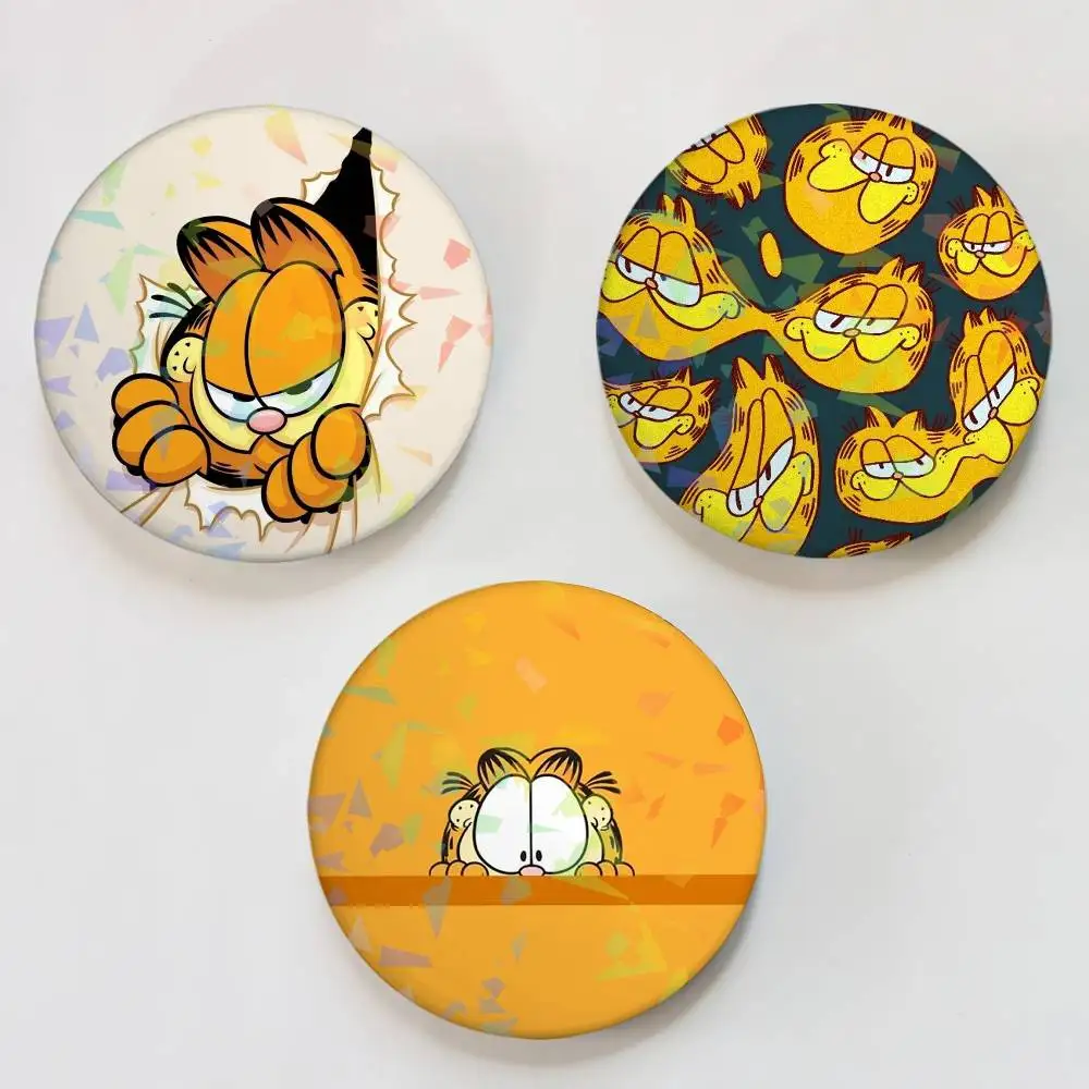Kawaii Cartoon G-GaRfIeLD-D Round Badge for Backpack Accessories Laser Lapel Pins Jewelry Gifts