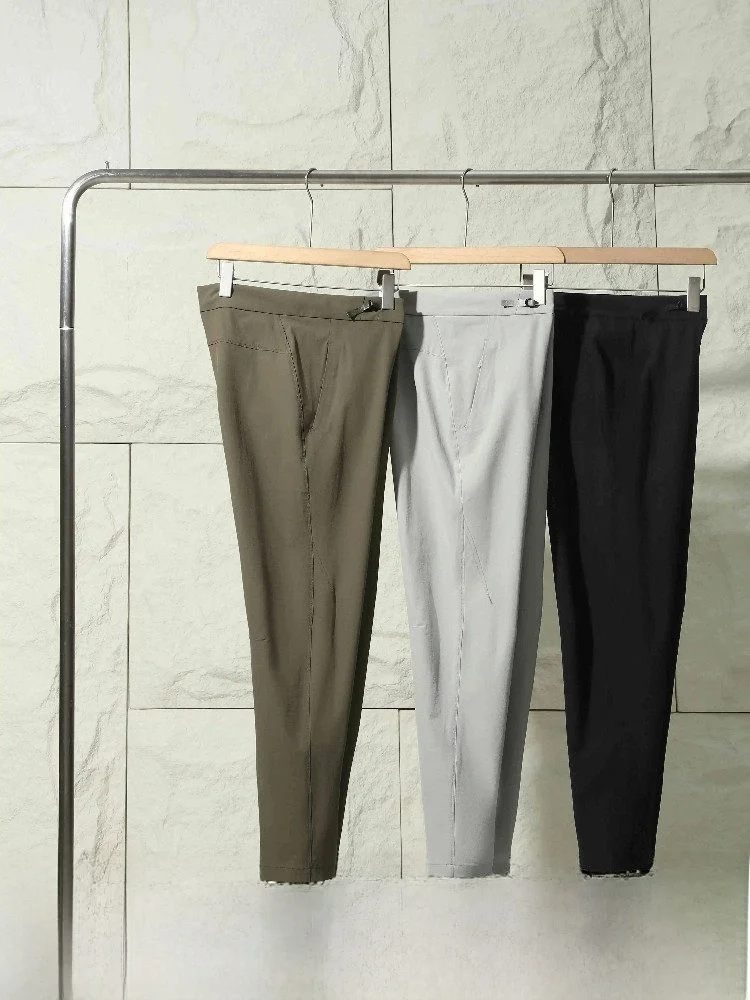 

Leavo Johnson Men's High Elastic Qui Dry Breathable Sports Casual Pants Spring Summer Straight Leg Long Pants Youth Faion